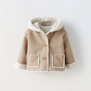 Zara Faux Suede Hooded Jacket - Size 9-12M